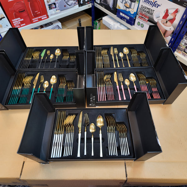 Lot Imported 24 Piece Cutlery Set in 5 Colors