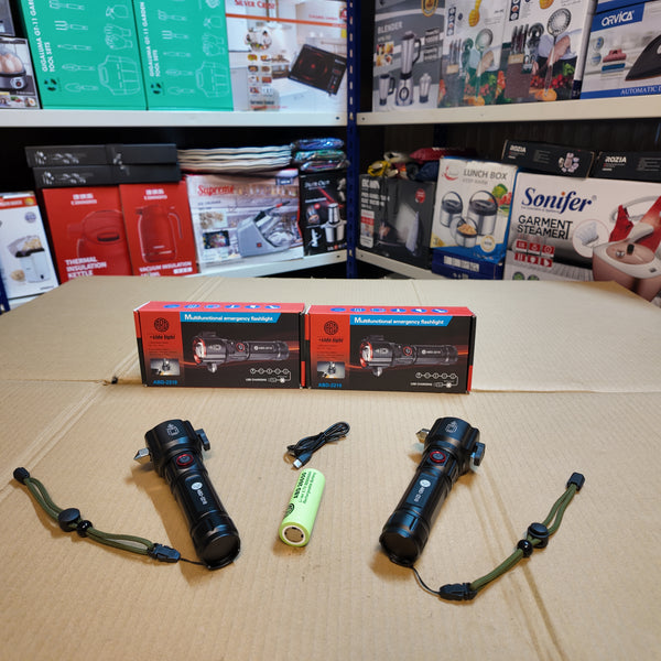 Lot Imported 5-in-1 Rechargeable Flashlight & Power Bank - 1KM Range